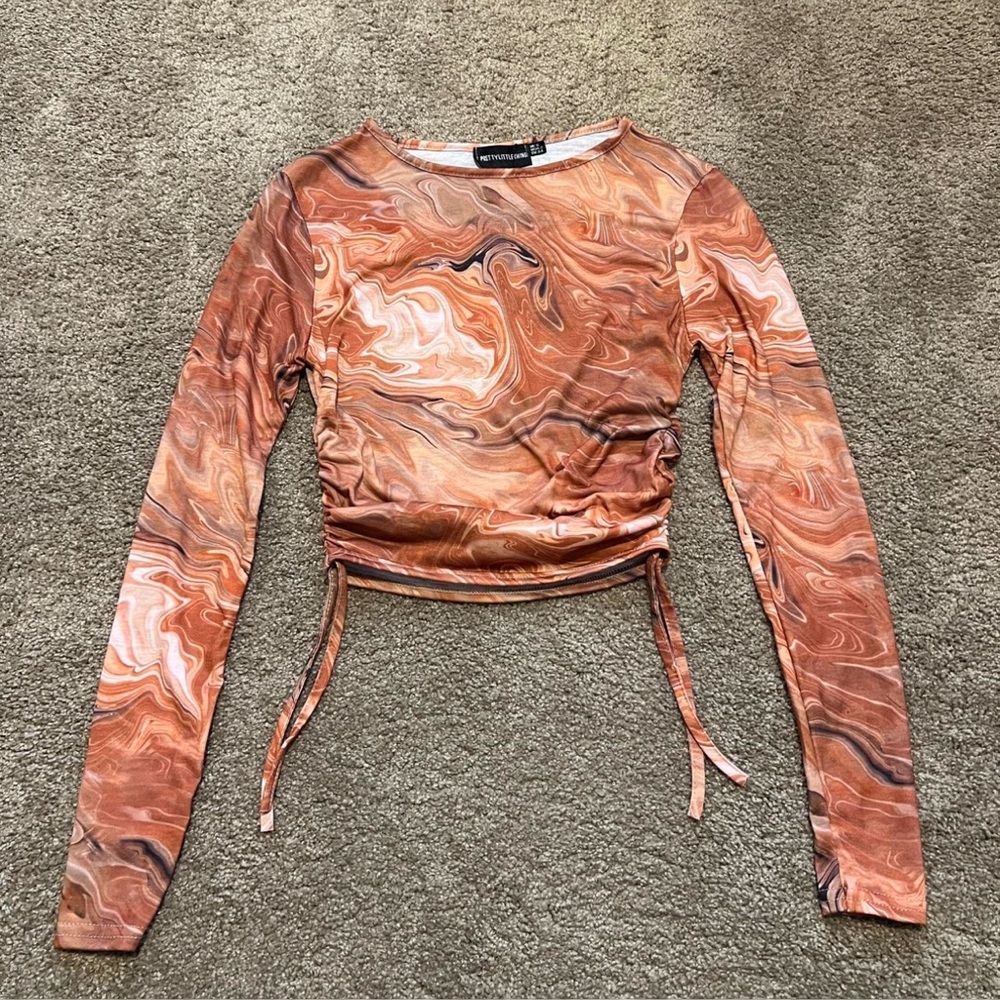 PrettyLittleThing Marble Long Sleeve Top - Orange